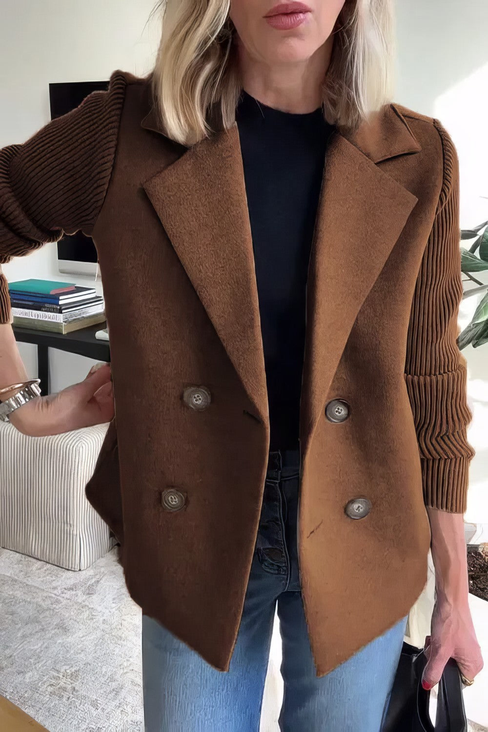CLAIRE | Cardigan long à manches patchwork, tendance et chic