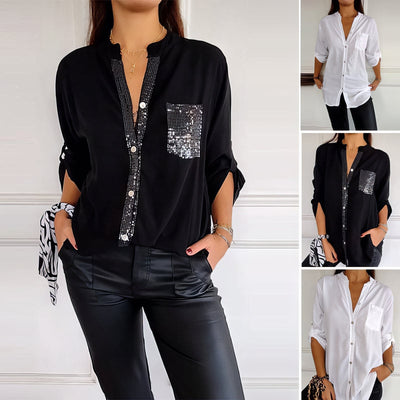 LUCIE | Top Patchwork mit Pailletten, glänzend und elegant
