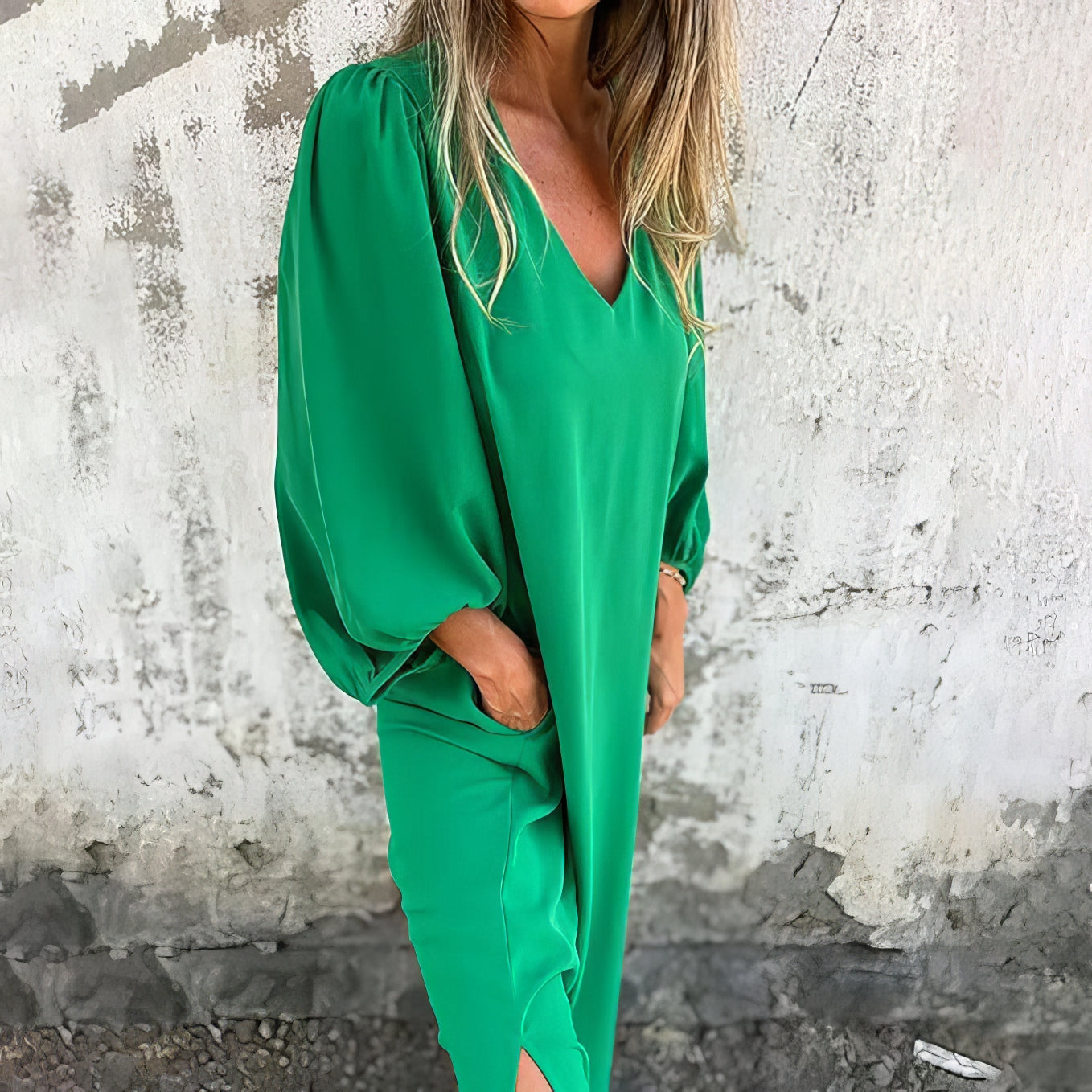 LIVIA | Langes Bohemian-Kleid mit Taschen und stylischem Schnitt 