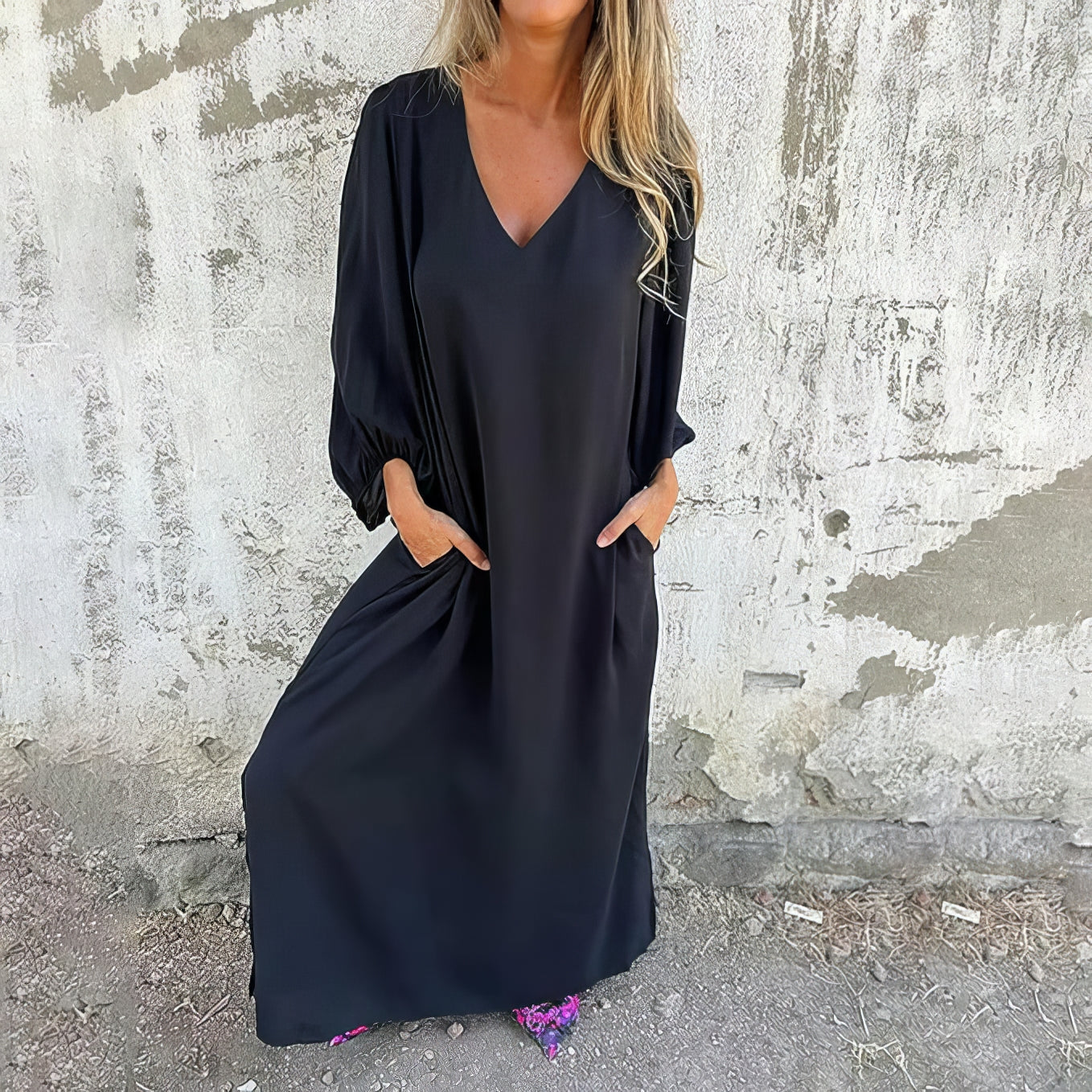 LIVIA | Langes Bohemian-Kleid mit Taschen und stylischem Schnitt 