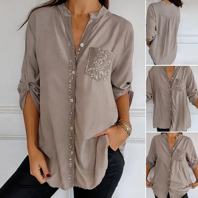 LUCIE | Top Patchwork mit Pailletten, glänzend und elegant