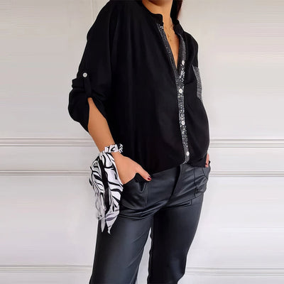 LUCIE | Top Patchwork mit Pailletten, glänzend und elegant