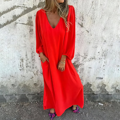 LIVIA | Langes Bohemian-Kleid mit Taschen und stylischem Schnitt 