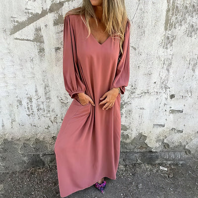 LIVIA | Langes Bohemian-Kleid mit Taschen und stylischem Schnitt 