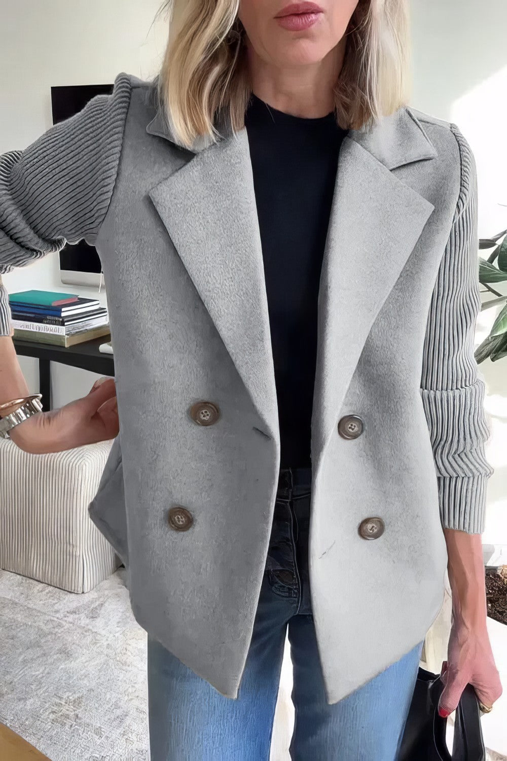 CLAIRE | Cardigan long à manches patchwork, tendance et chic