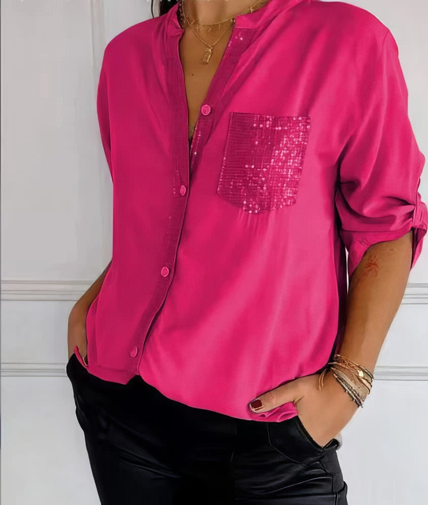 LUCIE | Top Patchwork mit Pailletten, glänzend und elegant