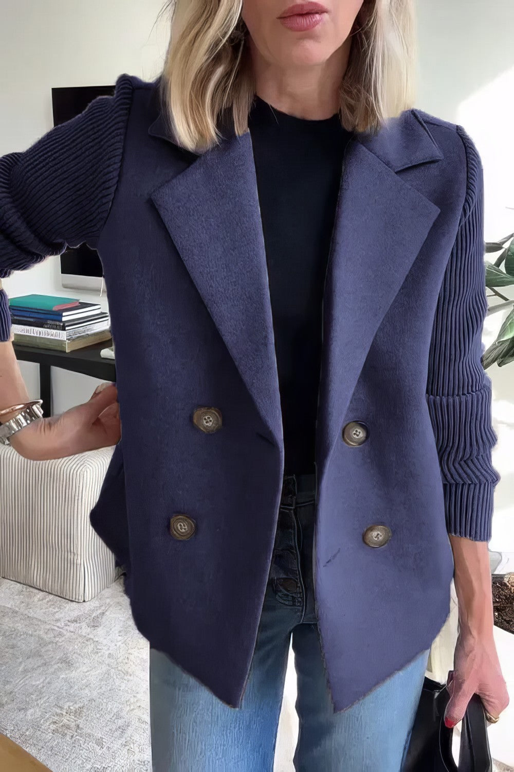 CLAIRE | Cardigan long à manches patchwork, tendance et chic